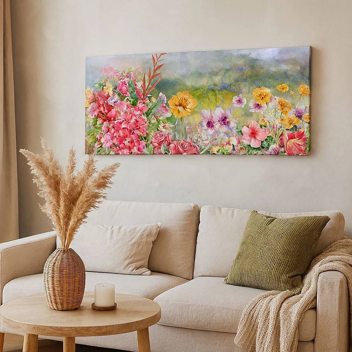 Bild auf Leinwand - Leinwandbild - Ein Garten, der verrückt geworden ist - 100x40 cm