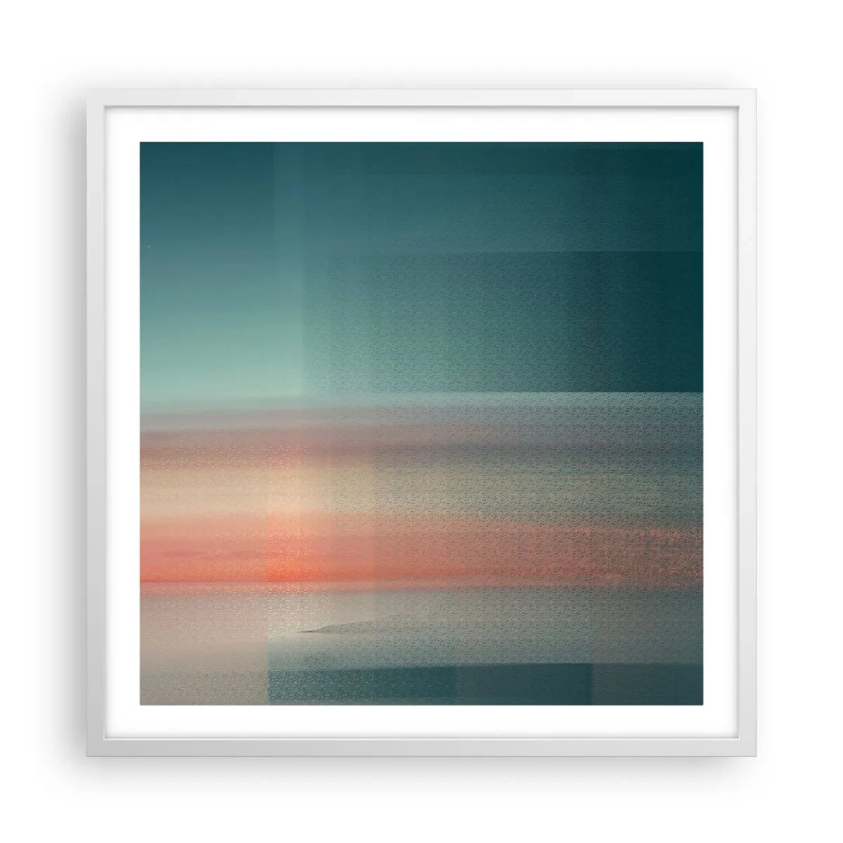 Poster in einem weißen Rahmen - Abstraktion: Lichtwellen - 60x60 cm