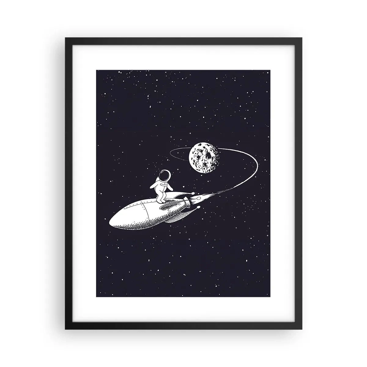 Poster in einem schwarzem Rahmen - Weltraumsurfer - 40x50 cm