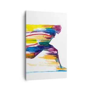 Bild auf Leinwand - Leinwandbild - Ein Läufer in abstrakten Farben symbolisiert Dynamik und Energie - 80x120cm - Über den Regenbogen laufen - Moderne Wanddekoration für Wohnzimmer und Schlafzimmer ARTTOR