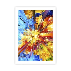 Poster - Eine farbenfrohe Lichtexplosion in abstrakter Form - 50x70cm - In Medienauflösung - Moderne Wanddekoration für Wohnzimmer und Schlafzimmer ARTTOR