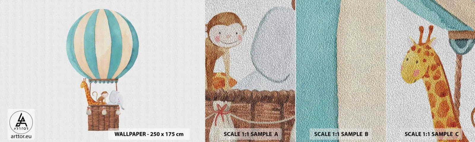 Fototapeten Muster Premium Sand - Fantastische Reise - Ballon, Für Kinder, Jahrgang - 100x30 cm