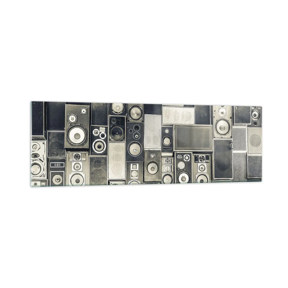 Glasbild - Bild auf glas - Lautsprecherkollektion im Retro-Stil - 160x50cm - Und es ist alles in Ordnung - Moderne Wanddekoration für Wohnzimmer und Schlafzimmer ARTTOR