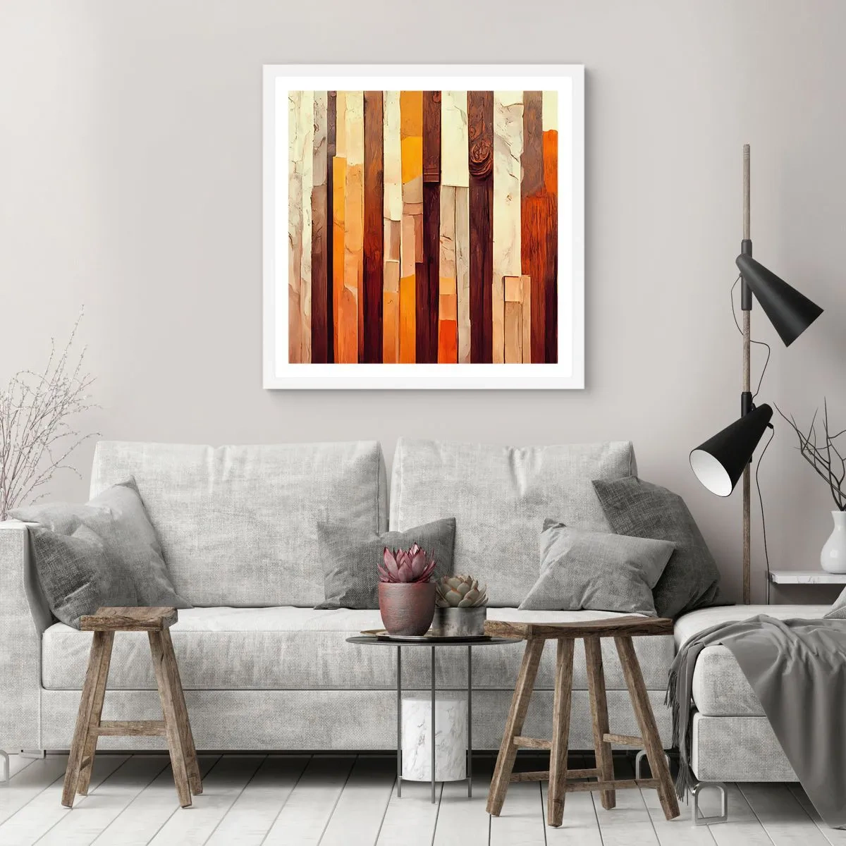 Poster in einem weißen Rahmen - Hymne der Waldbäume - 60x60 cm