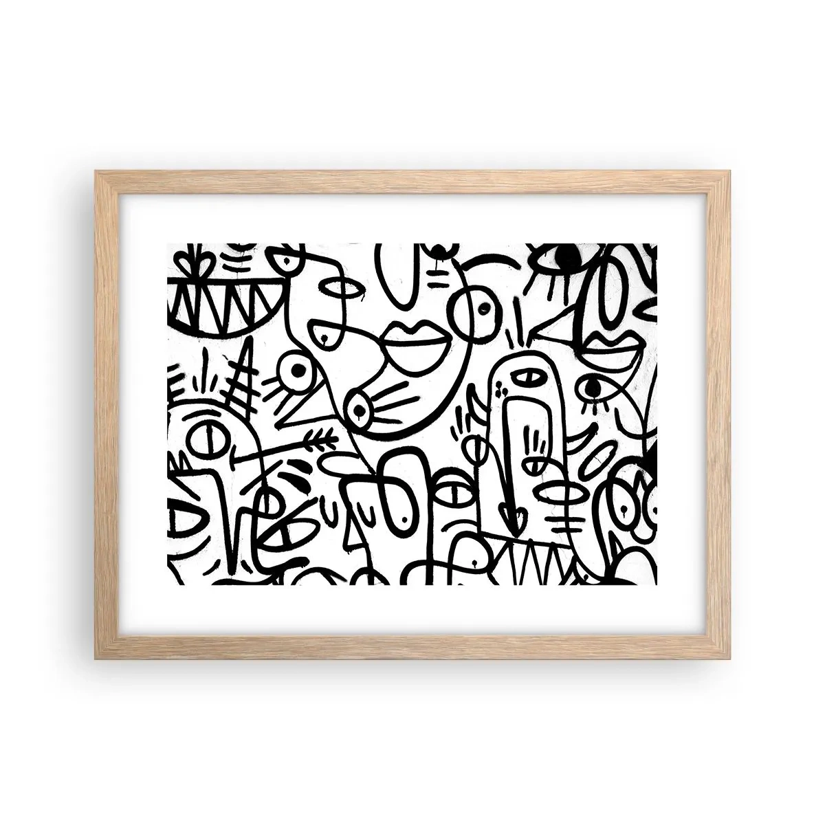 Poster in einem Rahmen aus heller Eiche - Gesichter und Luftspiegelungen - 40x30 cm