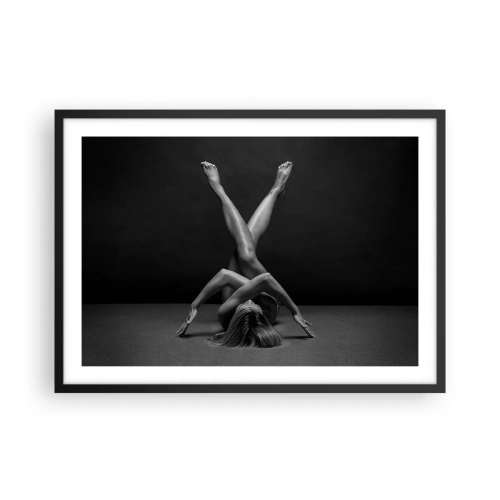 Poster in einem schwarzem Rahmen - Eine künstlerische Interpretation einer Frau in Schwarzweiß - 70x50cm - Die Geometrie der Nacktheit - Moderne Wanddekoration für Wohnzimmer und Schlafzimmer ARTTOR