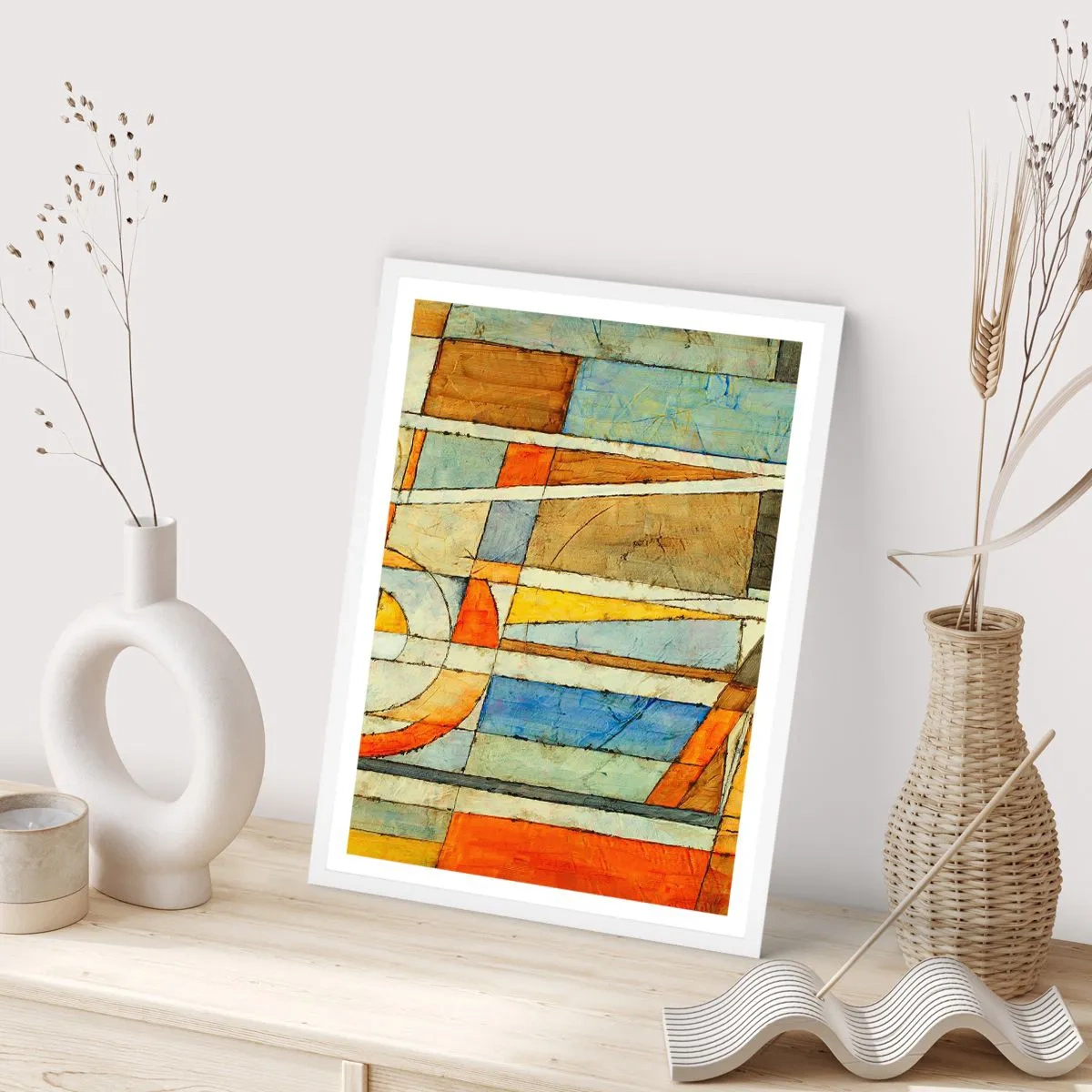 Poster in einem weißen Rahmen - Kubismus auf der Baustelle - 70x100 cm