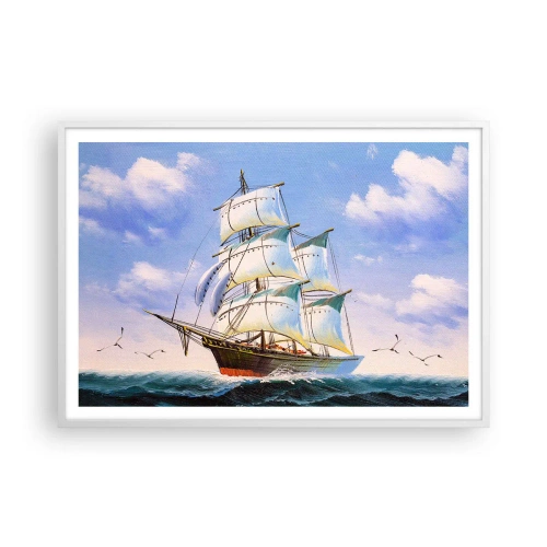Poster in einem weißen Rahmen - Mit Stolz mit dem Wind - 100x70 cm