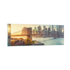 Glasbild - Bild auf glas - Morgendämmerung der Großstadt - 90x30 cm
