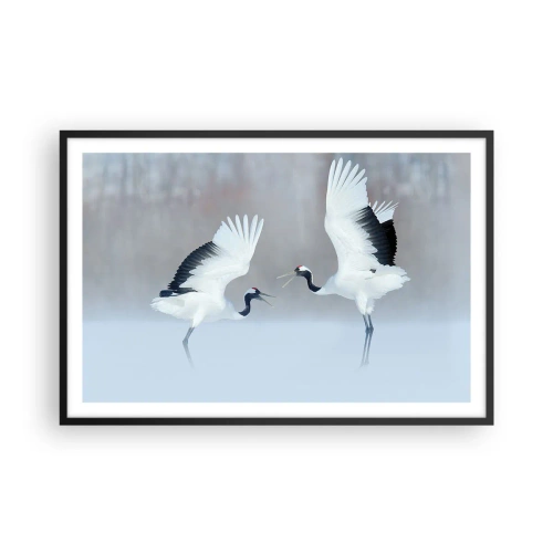 Poster in einem schwarzem Rahmen - Tanz im Nebel - 91x61 cm