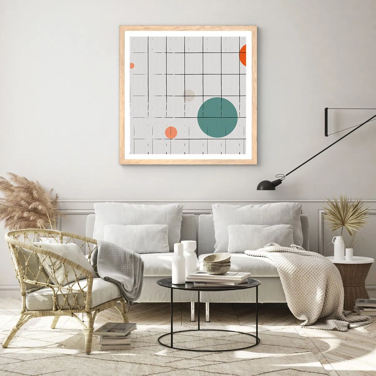 Poster in einem Rahmen aus heller Eiche - Gefangen. Wir oder sie? - 50x50 cm