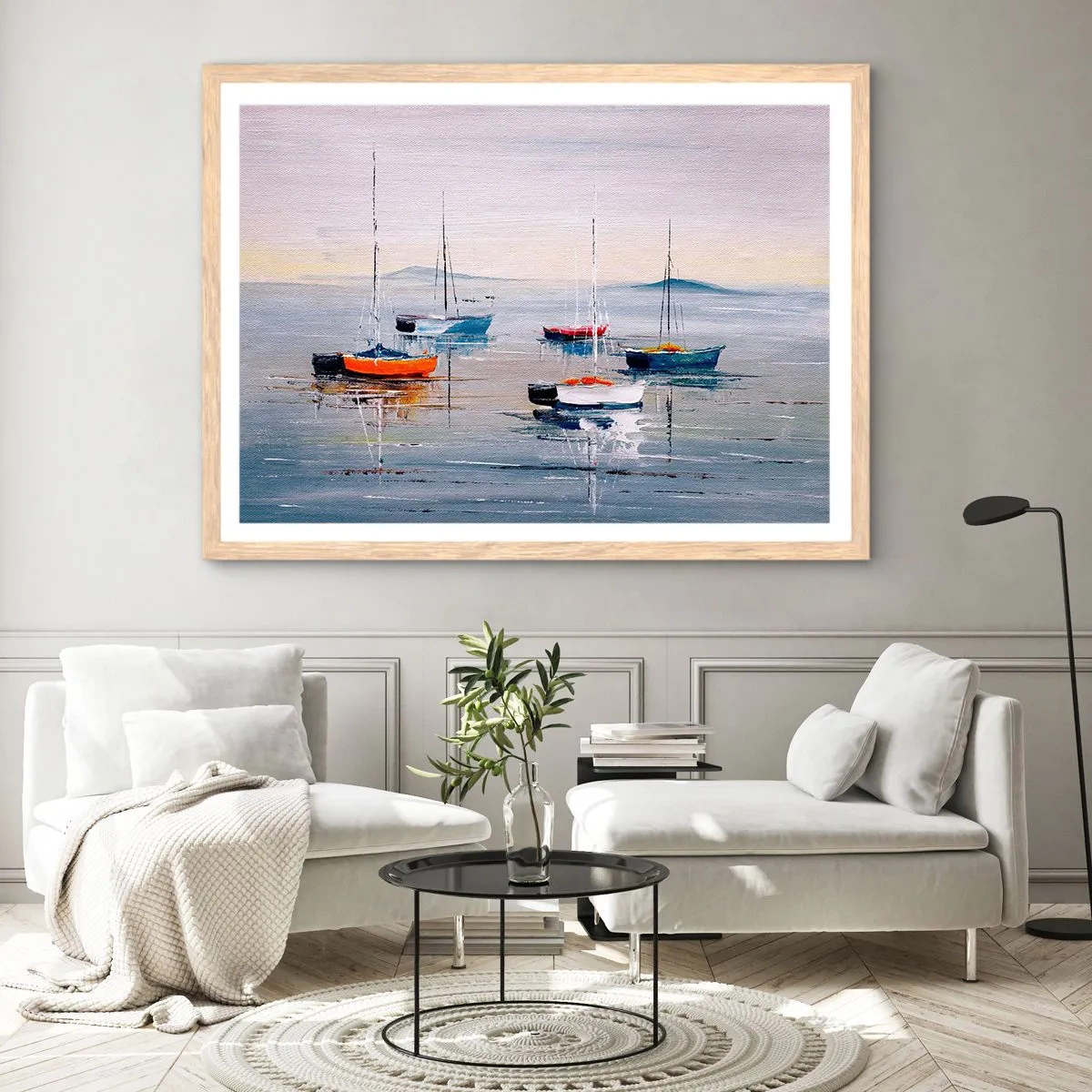 Poster in einem Rahmen aus heller Eiche - Wohlverdiente Ruhe - 70x50 cm