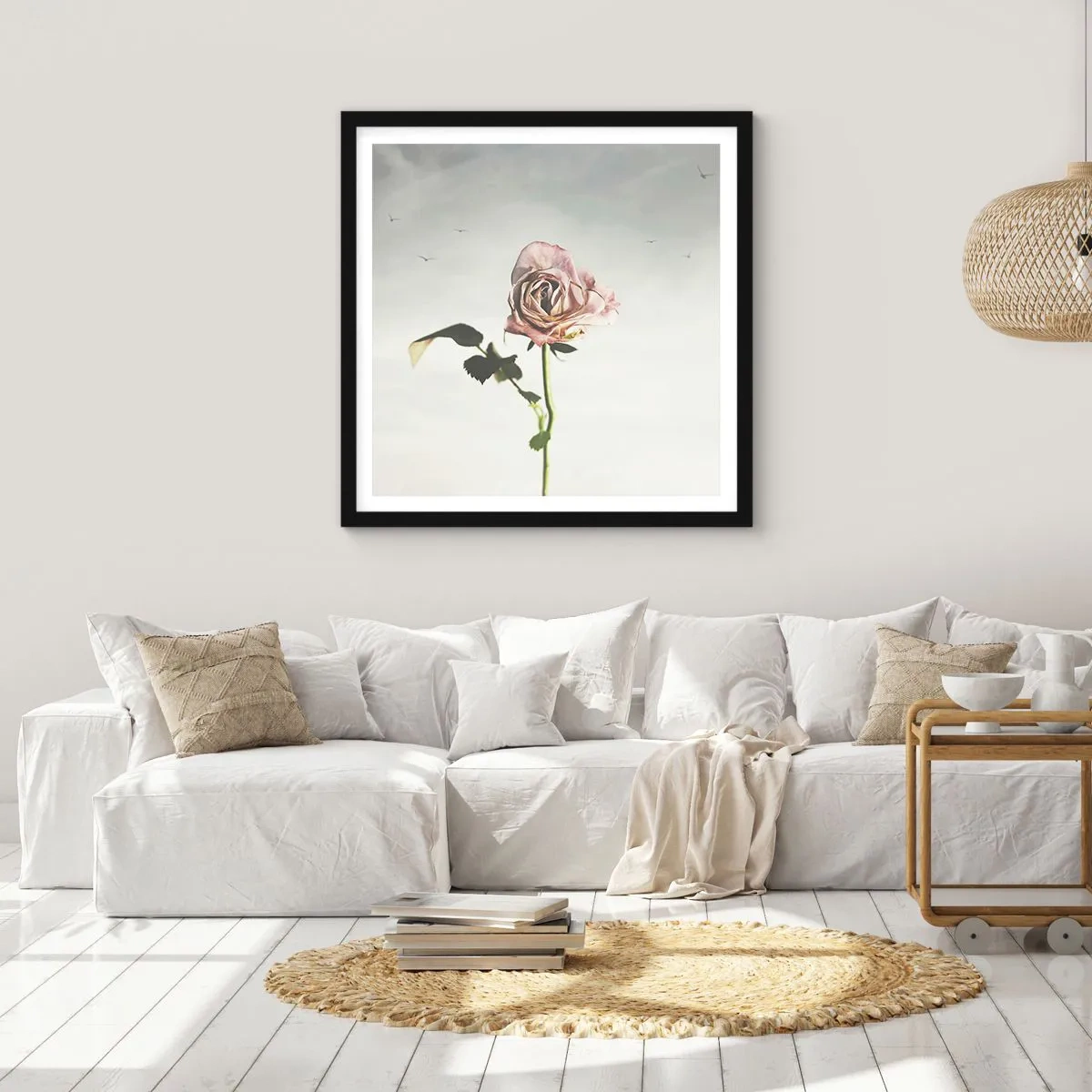 Poster in einem schwarzem Rahmen - Begrüßung des Frühlings - 30x30 cm