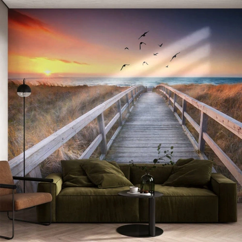 Selbstklebende Fototapete Deluxe Sticker - Der Raum für Auffliegen - Landschaft, Meer, Strand - 100x70 cm