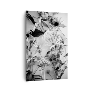Bild auf Leinwand - Leinwandbild - Schwarz-weiße Blumenarrangements in dezentem Kunststil - 80x120cm - Kein Blumenstrauß - Moderne Wanddekoration für Wohnzimmer und Schlafzimmer ARTTOR