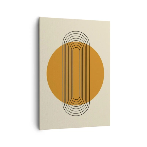 Bild auf Leinwand - Leinwandbild - Geometrisches Muster mit orangefarbenen Kreisen und Linien - 50x70cm - Perfekter Plan - Moderne Wanddekoration für Wohnzimmer und Schlafzimmer ARTTOR