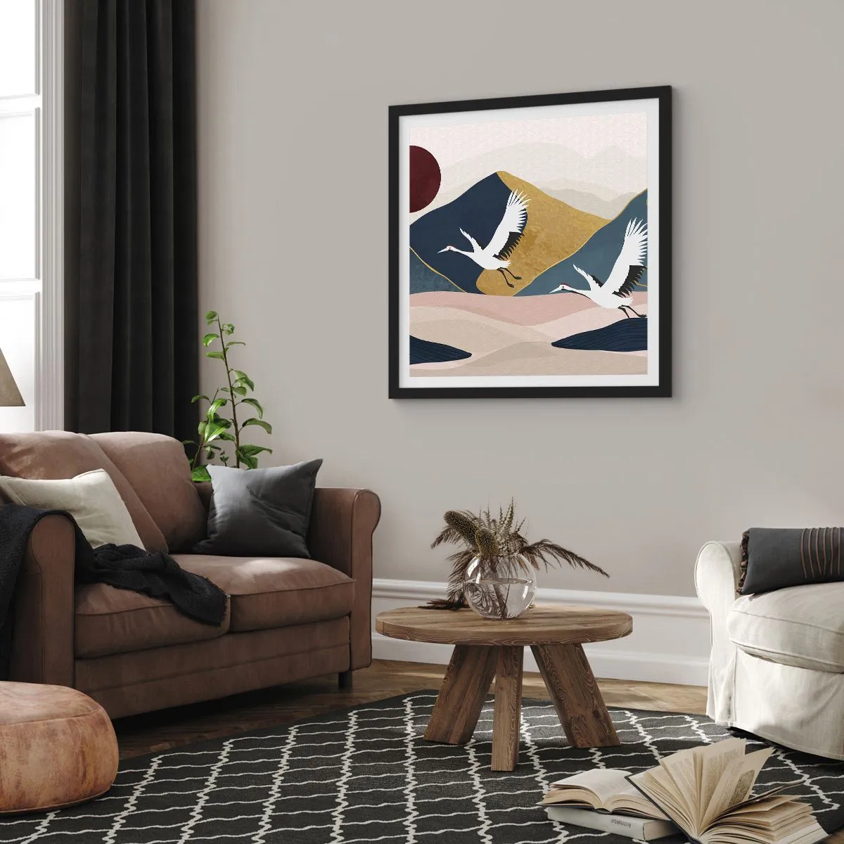 Poster in einem schwarzem Rahmen - Es ist wieder ein Tag VERFLOGEN - 40x40 cm