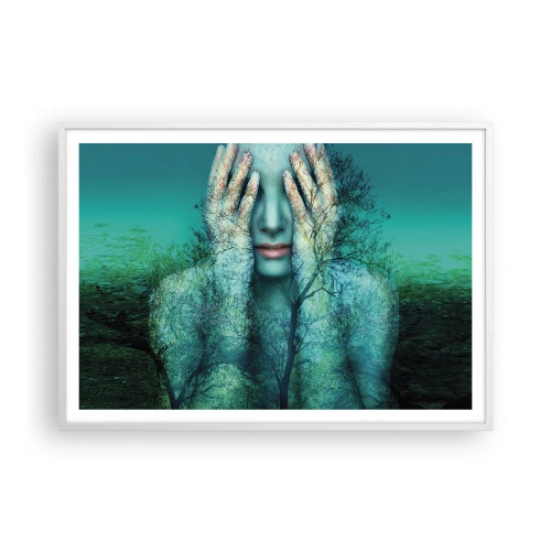 Poster in einem weißen Rahmen - Eingetaucht in Blau - 100x70 cm