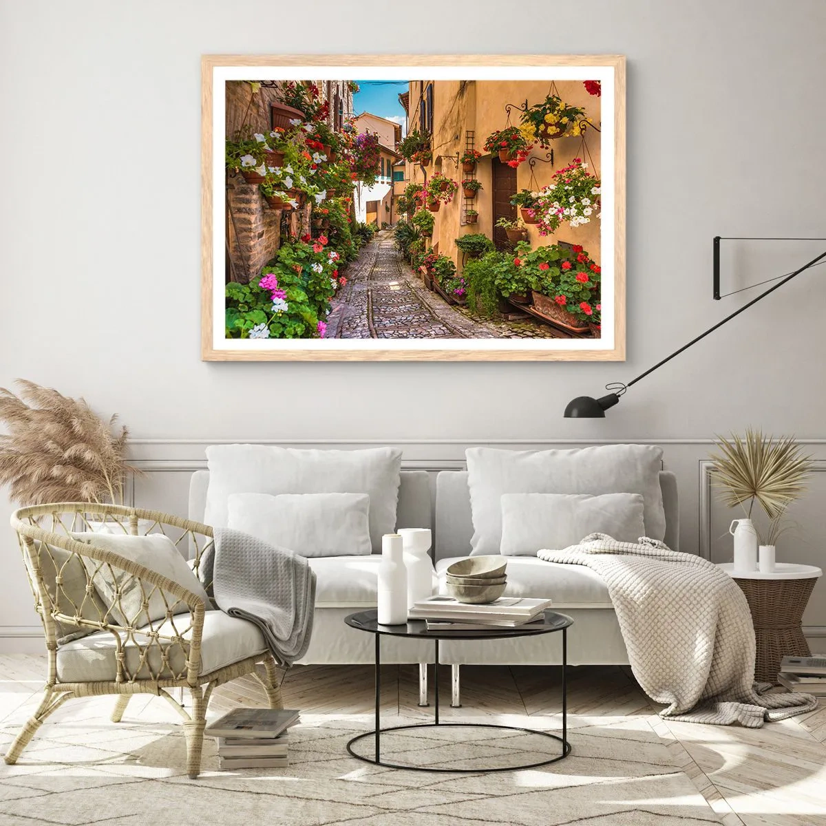 Poster in einem Rahmen aus heller Eiche - Italienische Gasse - 40x30 cm