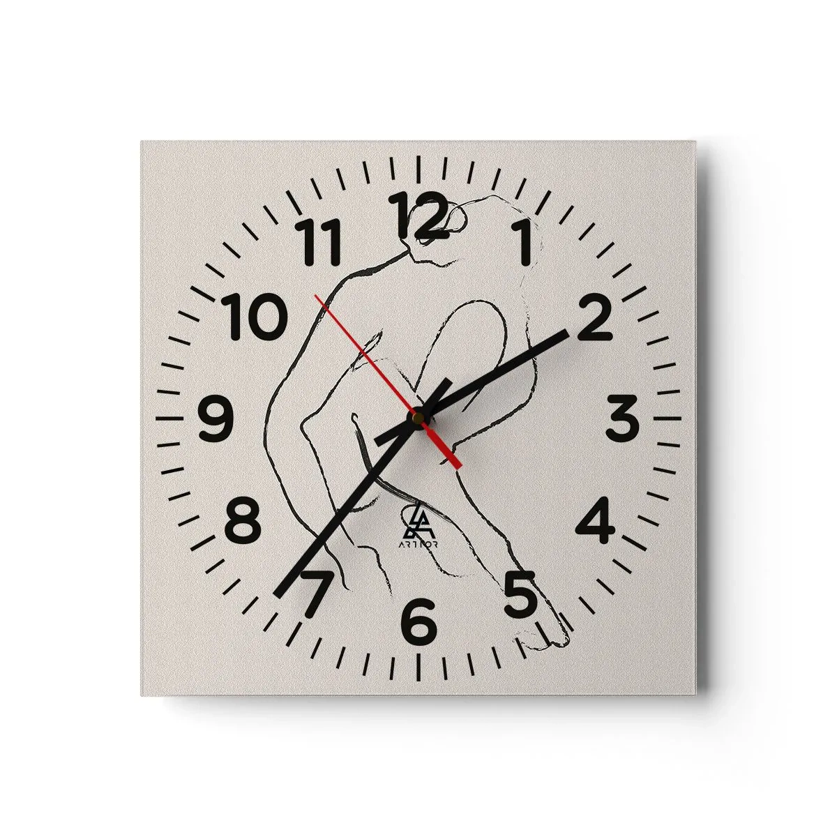 Wanduhr - Glasuhr - Intime Skizze - 40x40 cm