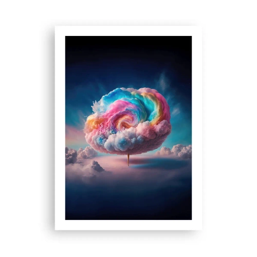 Poster - Eine bunte, abstrakte Wolke wirbelt im Weltraum - 50x70cm - Traum von einem Vergnügungspark - Moderne Wanddekoration für Wohnzimmer und Schlafzimmer ARTTOR