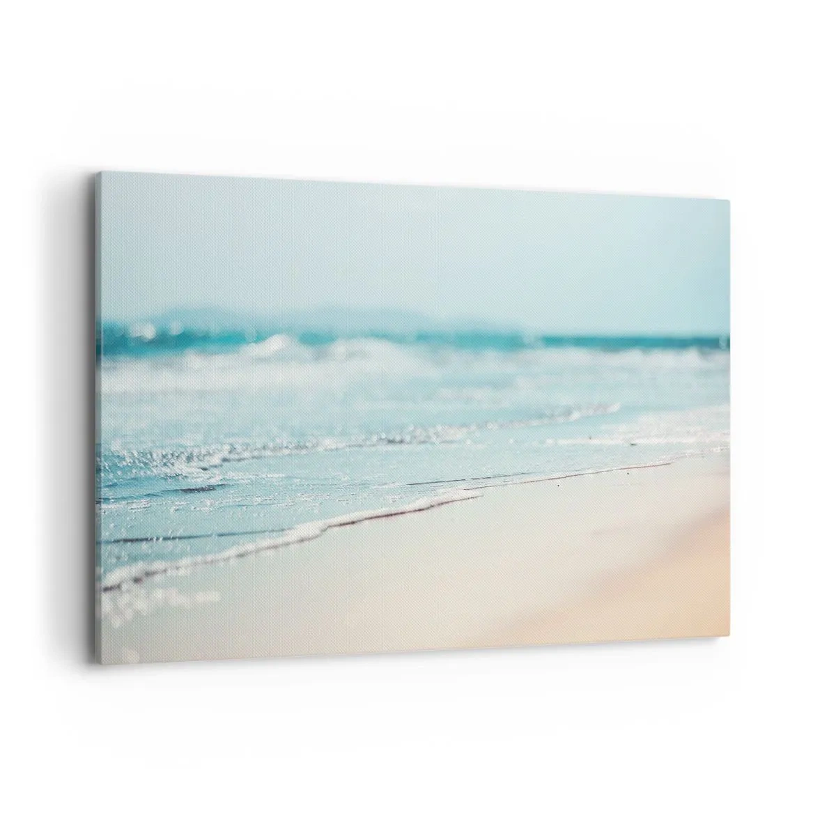 Bild auf Leinwand - Leinwandbild - Sanfte Meereswellen an einem Sandstrand - 120x80cm - Hitze und Lärm - Moderne Wanddekoration für Wohnzimmer und Schlafzimmer ARTTOR