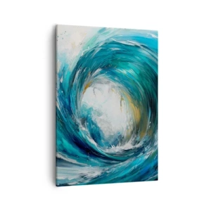 Bild auf Leinwand - Leinwandbild - Eine dynamische Welle in Blau- und Türkistönen - 50x70cm - Meeresportal - Moderne Wanddekoration für Wohnzimmer und Schlafzimmer ARTTOR