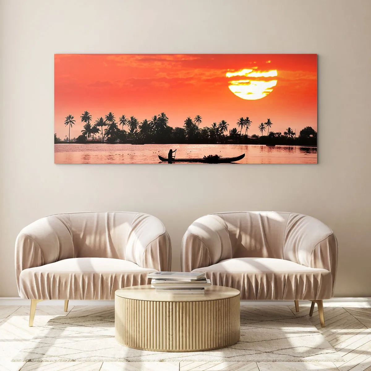 Glasbild - Bild auf glas - Die Ruhe der Tropen bei Sonnenuntergang - 100x40 cm