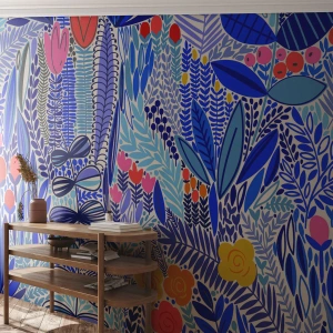 Selbstklebende Fototapete Deluxe Sticker - Hawaiianischer Garten - Blumen, Blätter, Wiese - 250x175 cm