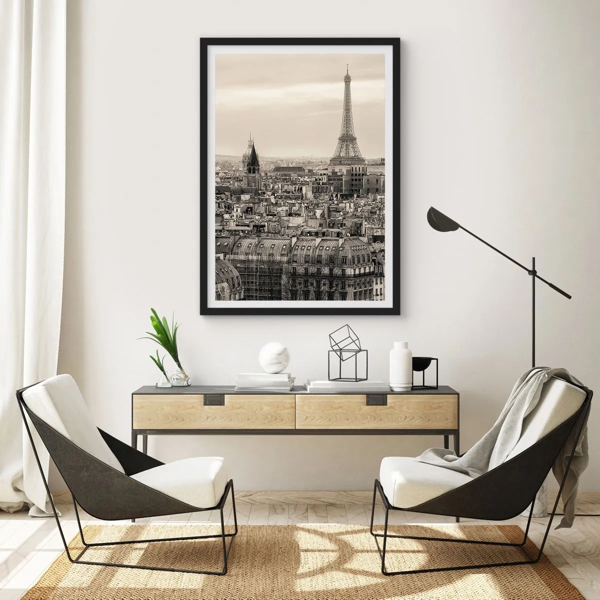 Poster in einem schwarzem Rahmen - Über den Dächern von Paris - 30x40 cm