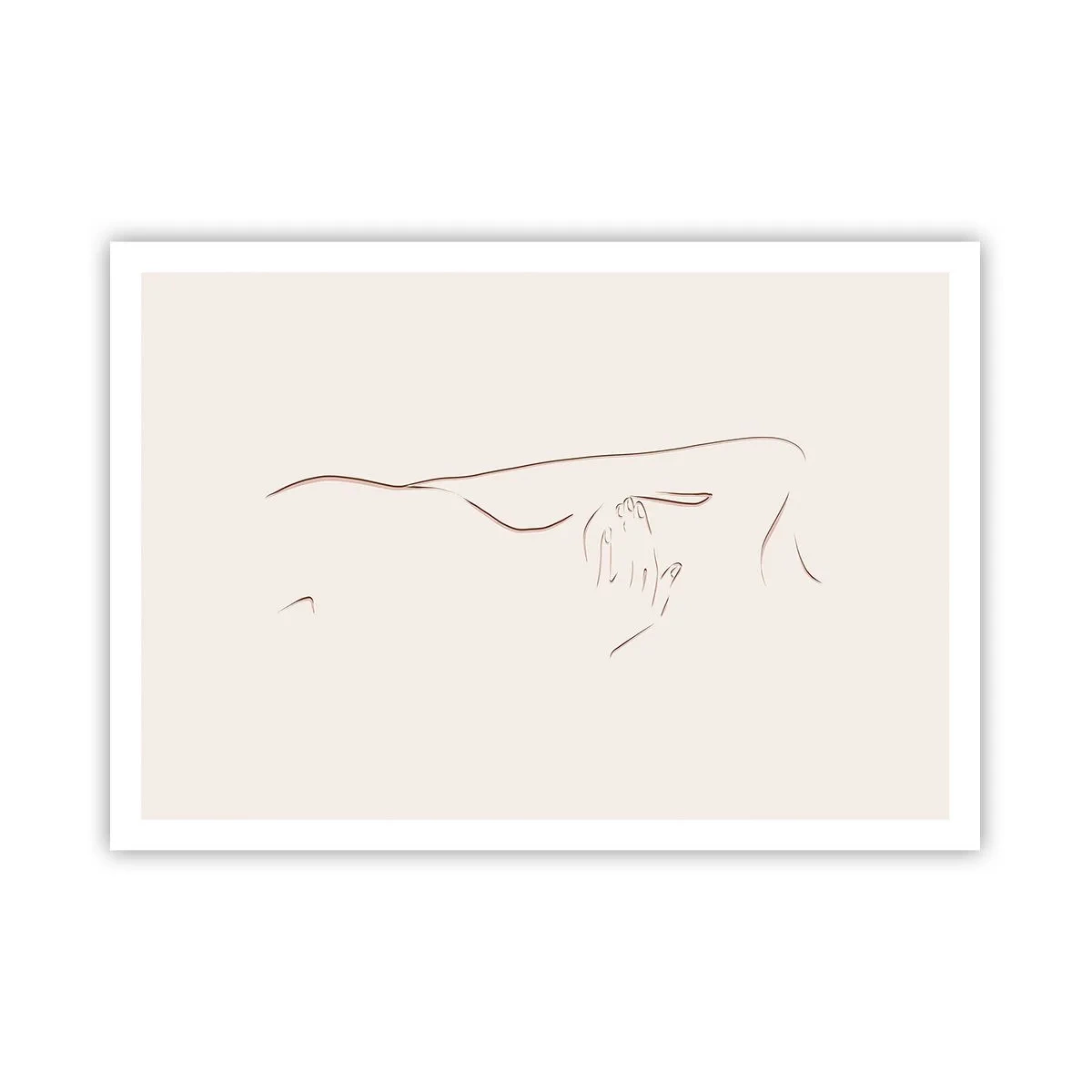 Poster - Eine subtile Strichzeichnung einer Silhouette vor einem hellen Hintergrund - 100x70cm - Die Form des Verlangens - Moderne Wanddekoration für Wohnzimmer und Schlafzimmer ARTTOR