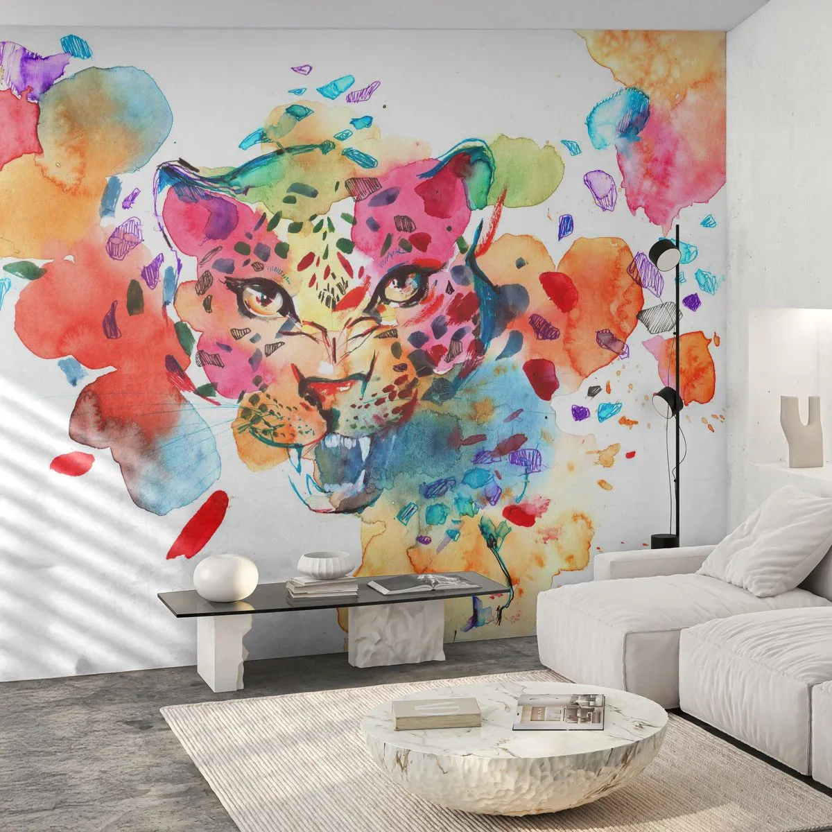 Fototapete Premium Canvas - Die Schöne und das Biest - Panther, Tiere, Abstraktion - 350x256 cm