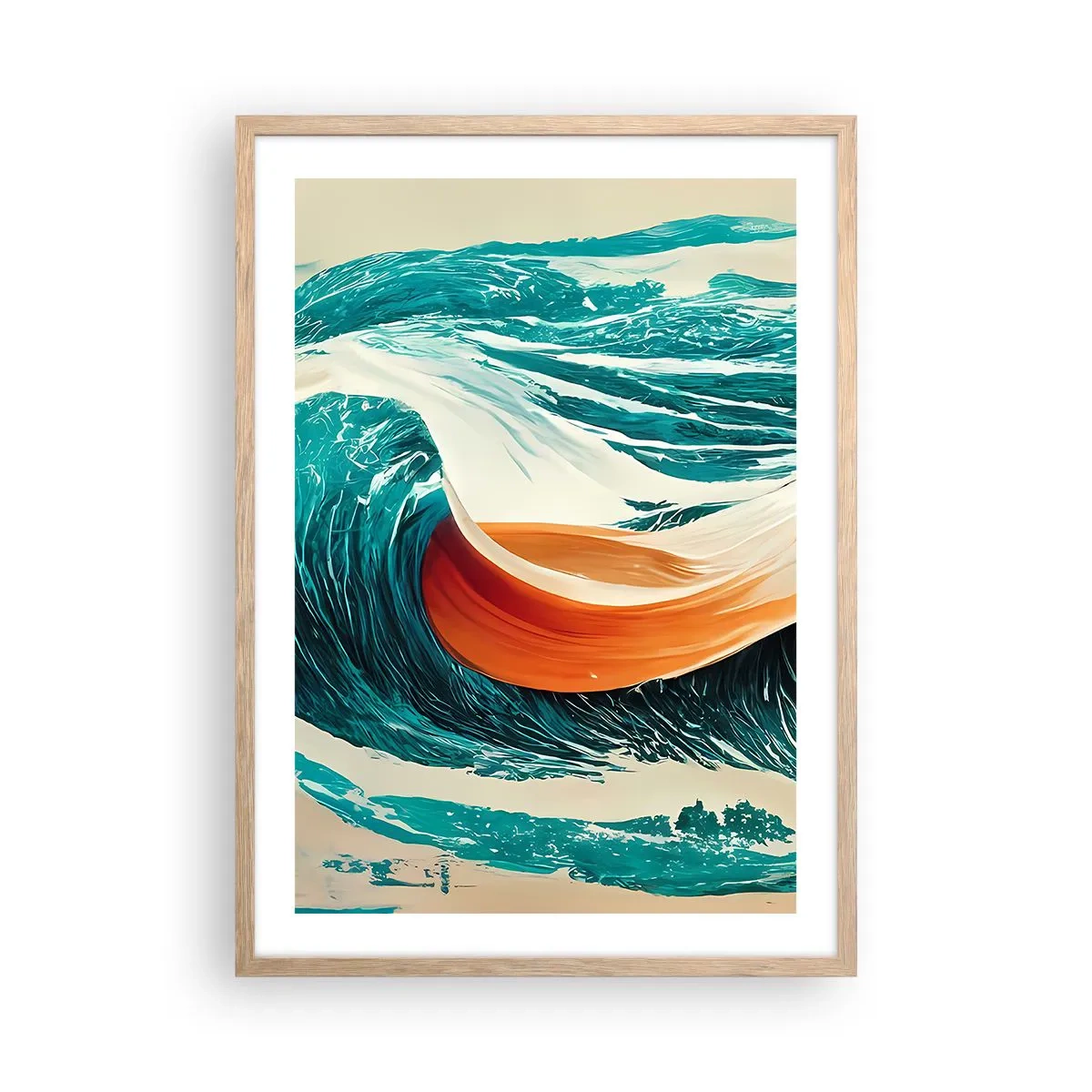 Poster in einem Rahmen aus heller Eiche - Traum eines Surfers - 50x70 cm