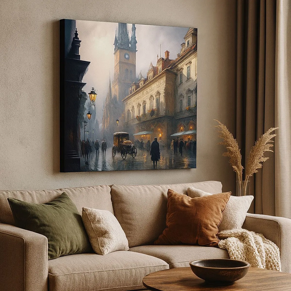 Bild auf Leinwand - Leinwandbild - Charme eines Prager Abends - 30x30 cm