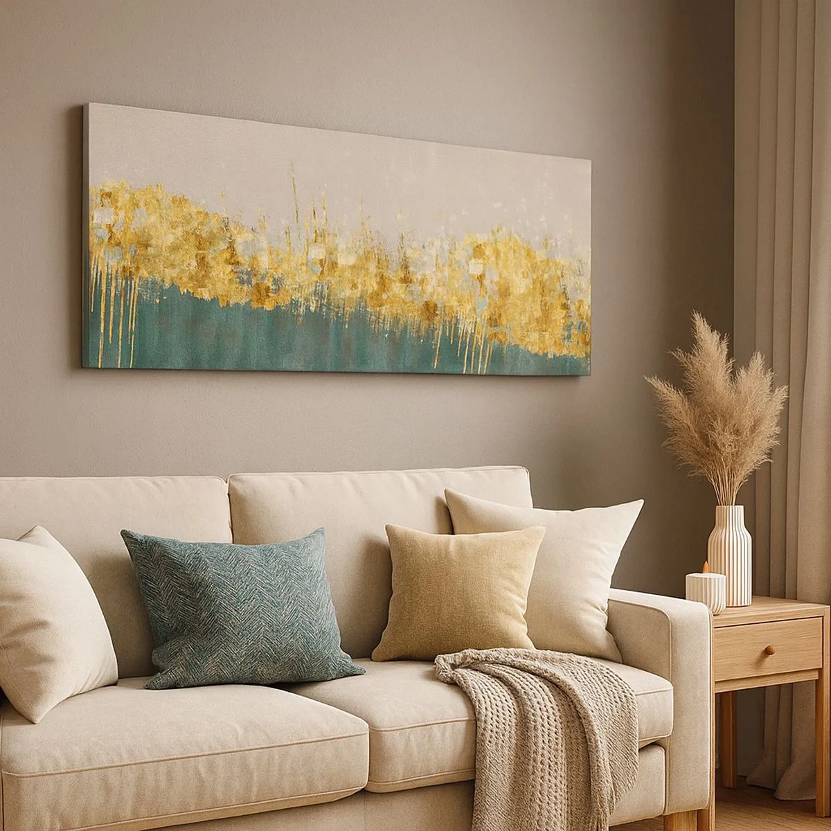 Bild auf Leinwand - Leinwandbild - Goldener Rand - 100x40 cm