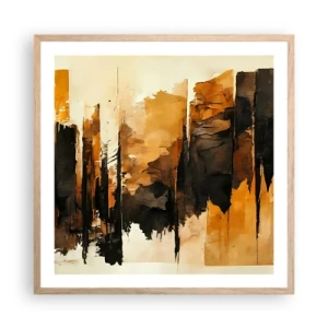 Poster in einem Rahmen aus heller Eiche - Harmonie von Schwarz und Gold - 60x60 cm