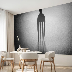 Fototapete Premium Canvas - Licht und Schatten - Gabel, Besteck, Küche - 500x350 cm
