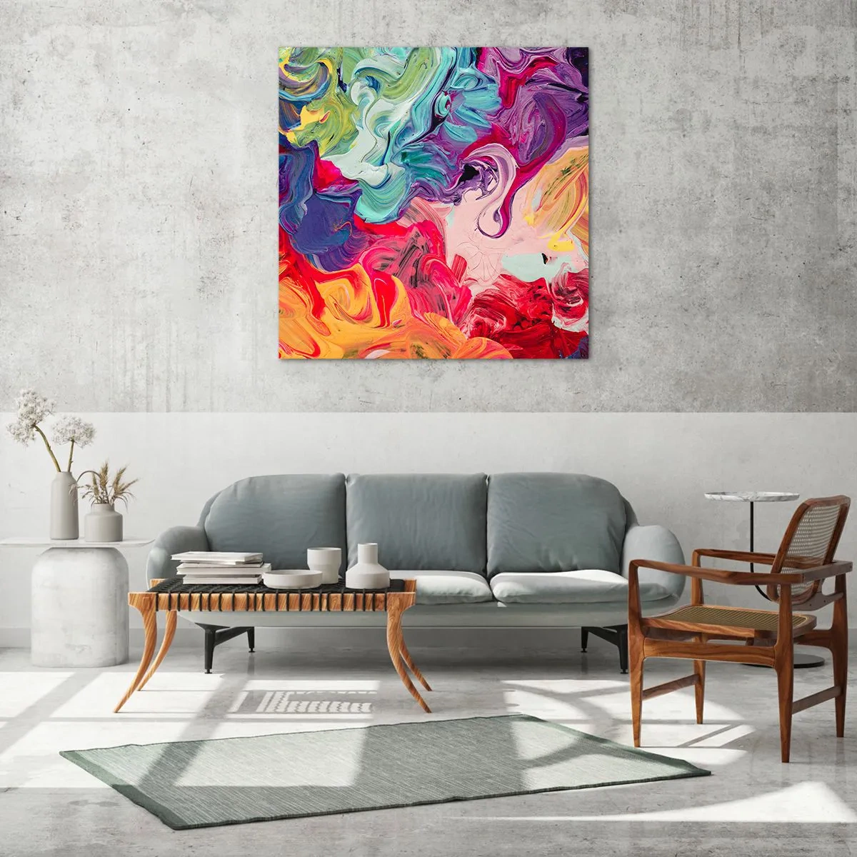 Glasbild - Bild auf glas - Die Geburt der Farben - 30x30 cm