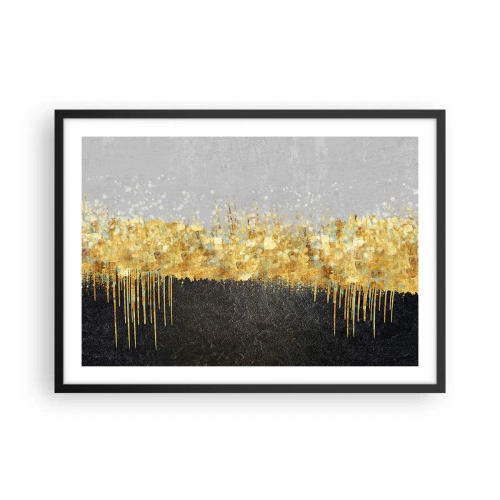 Poster in einem schwarzem Rahmen - Abstrakte Komposition in Gold- und Schwarztönen - 70x50cm - Nach innen und nach oben - Moderne Wanddekoration für Wohnzimmer und Schlafzimmer ARTTOR