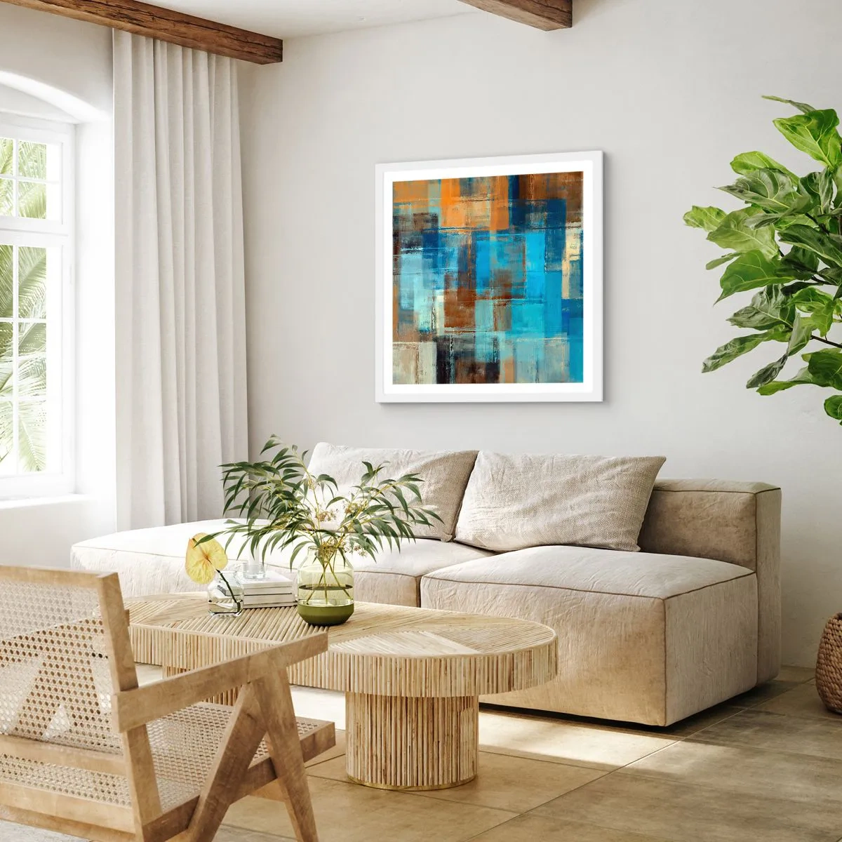 Poster in einem weißen Rahmen - Durch den blauen Schleier - 60x60 cm