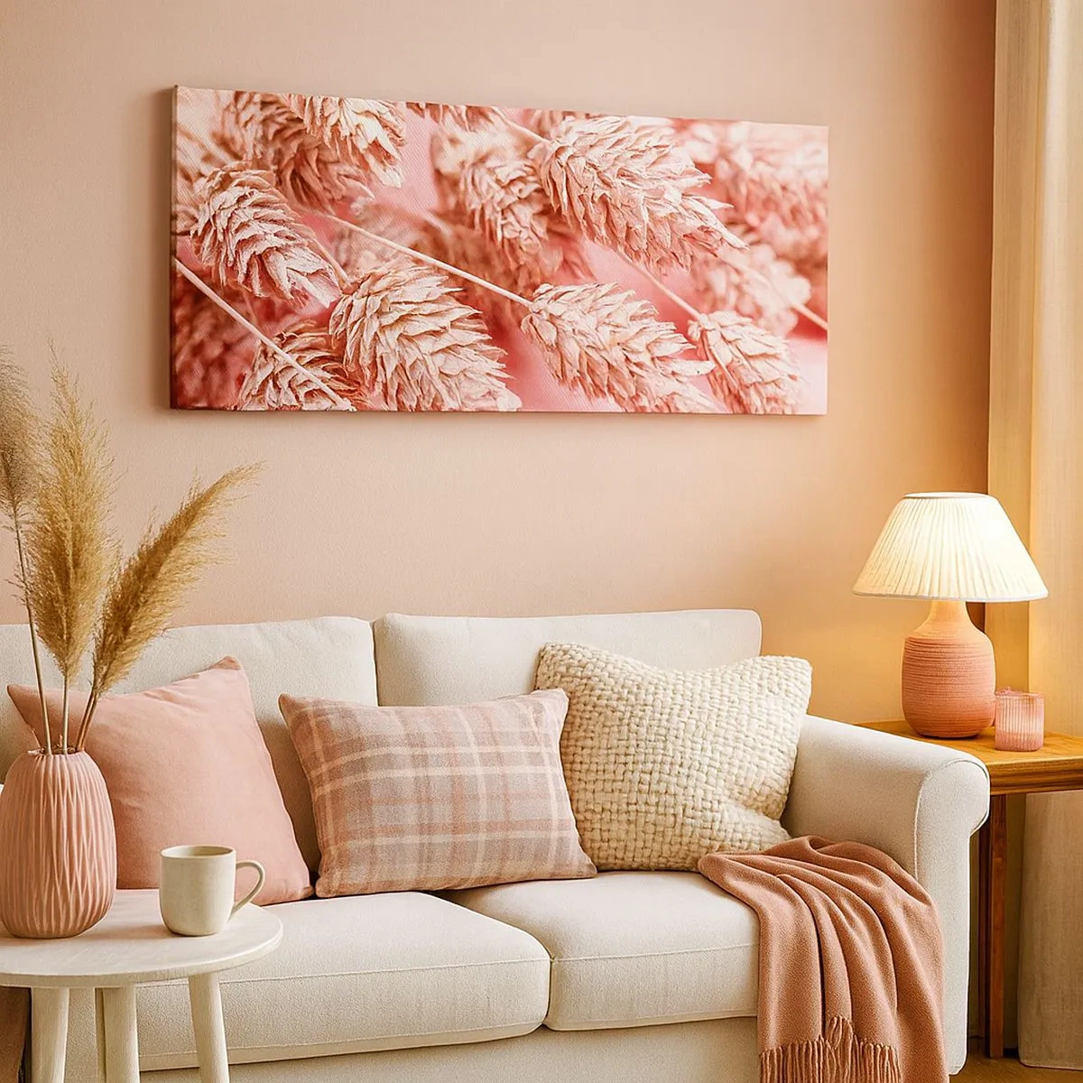 Bild auf Leinwand - Leinwandbild - Eine Blumenkaskade in Rosa - 100x40 cm