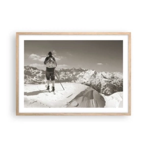 Poster in einem Rahmen aus heller Eiche - Und die Berge bleiben unverändert - 70x50 cm