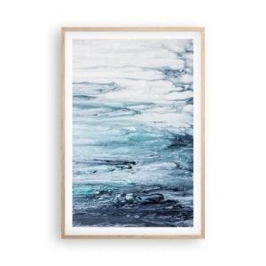 Poster in einem Rahmen aus heller Eiche - Blaue Eiszapfen - 61x91 cm