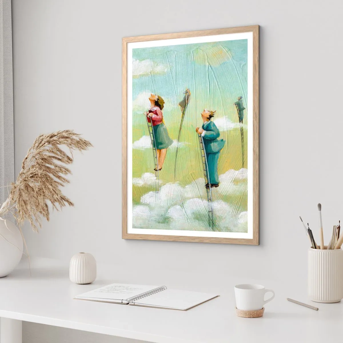 Poster in einem Rahmen aus heller Eiche - Hinter deinem Traum - 50x70 cm