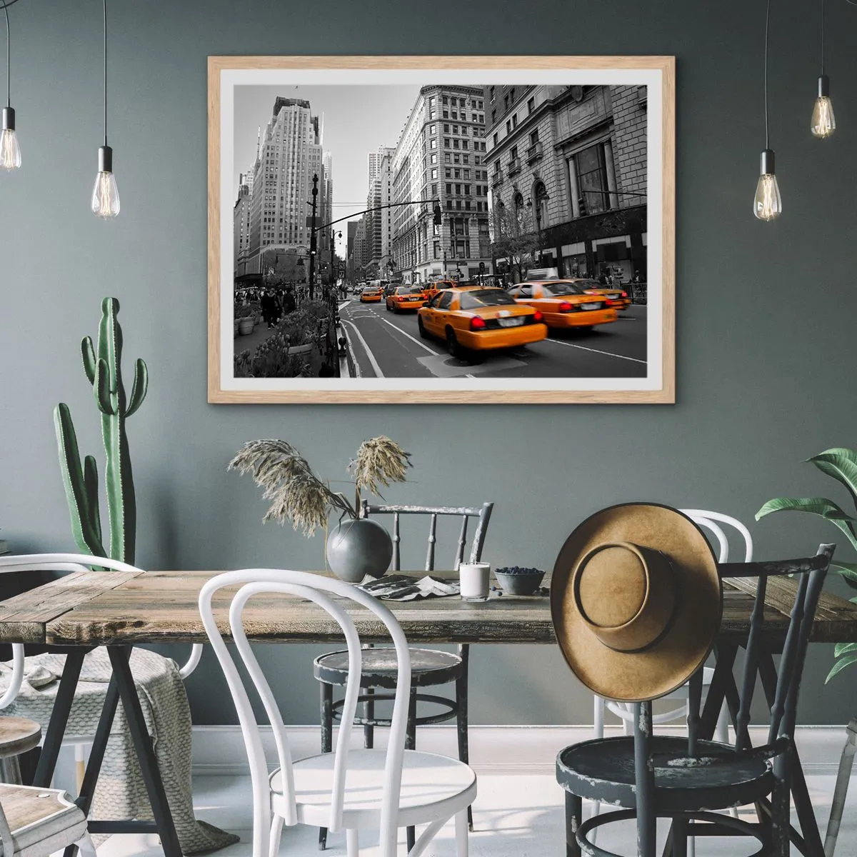 Poster in einem Rahmen aus heller Eiche - Sonnen der Großstadt - 100x70 cm