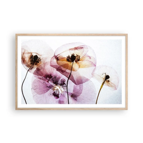 Poster in einem Rahmen aus heller Eiche - Transparente Körperblumen - 91x61 cm