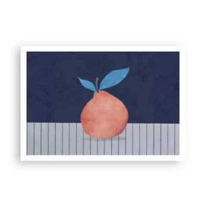 Poster - Abstrakte Früchte vor einem Hintergrund aus kontrastierenden Farben und geraden Linien. - 100x70cm - Konvexität und Ebene - Moderne Wanddekoration für Wohnzimmer und Schlafzimmer ARTTOR