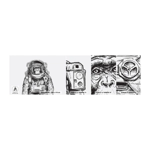 Fototapeten Muster Selbstklebend Deluxe Sticker - Alternative Evolution - Abstraktion, Astronaut, Affe - 100x30 cm