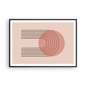 Poster in einem schwarzem Rahmen - Abstraktes Motiv mit rosa Kreisen und Linien - 100x70cm - Unwiderstehliche Anziehungskraft - Moderne Wanddekoration für Wohnzimmer und Schlafzimmer ARTTOR