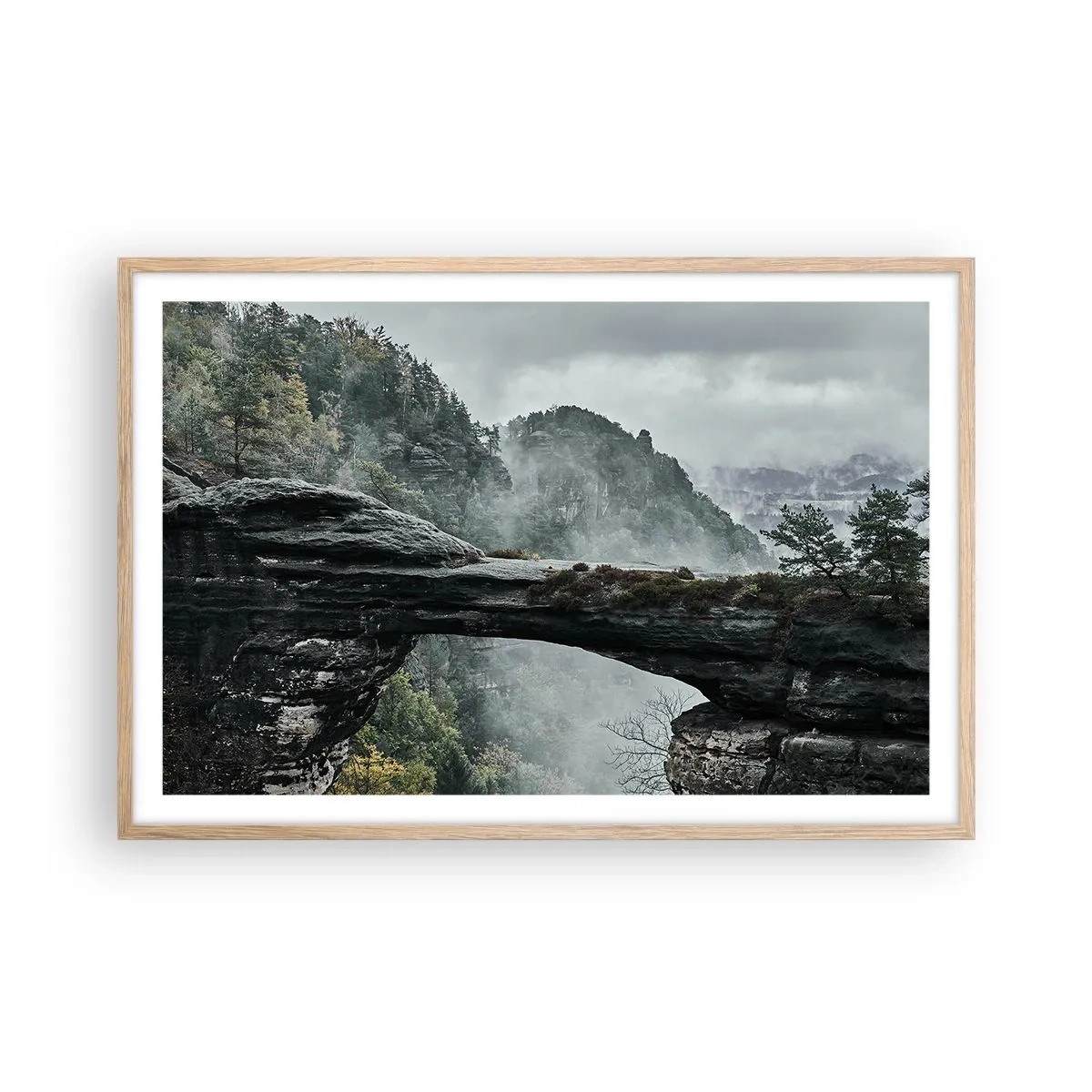 Poster in einem Rahmen aus heller Eiche - Abenteuer beginnt gleich - 91x61 cm